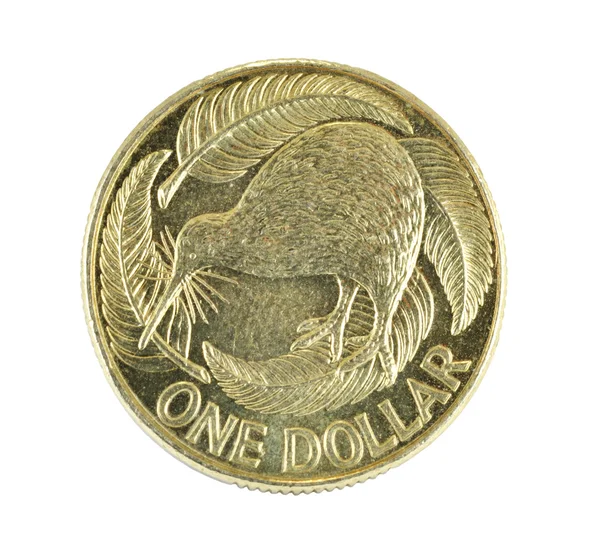 Nya Zeeland en dollar mynt isolerad på vit bakgrund — Stockfoto