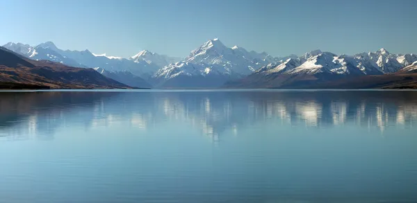 Mount Cook & göl pukaki panorama arka plan — Stok fotoğraf