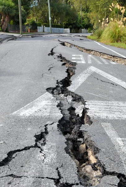 Terremoto de Christchurch - Rachaduras em Avonside — Fotografia de Stock