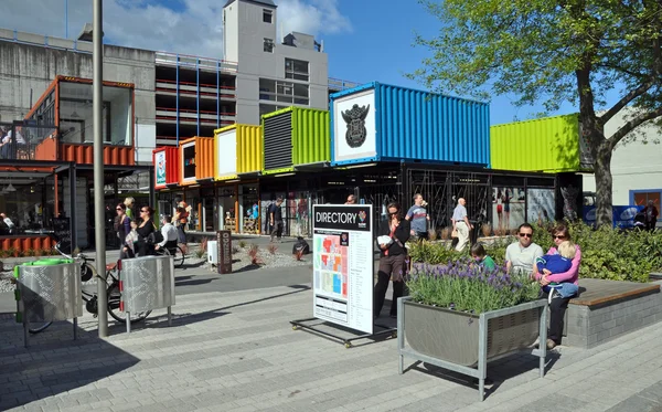 Christchurch Container Shopping District åpnet . – stockfoto
