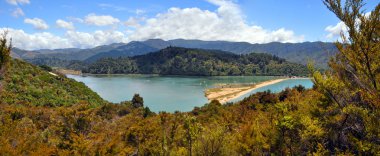 marahau lagoon panorama, abel tasman Ulusal Parkı, Yeni Zelanda