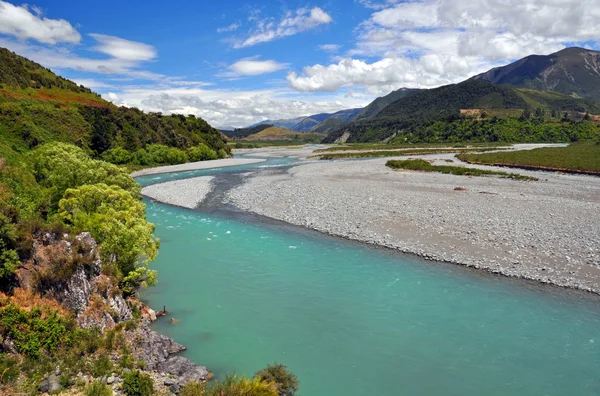 Wairau ποταμό, βόρεια του Καντέρμπουρυ, Νέα Ζηλανδία — Φωτογραφία Αρχείου