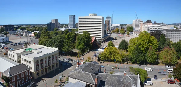 Panoramatický pohled na panorama města christchurch (Nový Zéland). — Stock fotografie