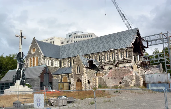 Christchurch Anglikan Katedrali yıkılmış, Yeni Zelanda — Stok fotoğraf