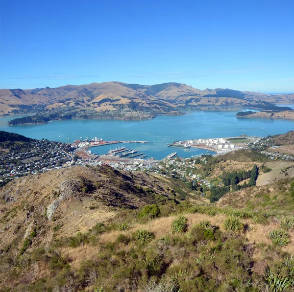 lyttleton liman şehri & harbour christchurch, Yeni Zelanda.