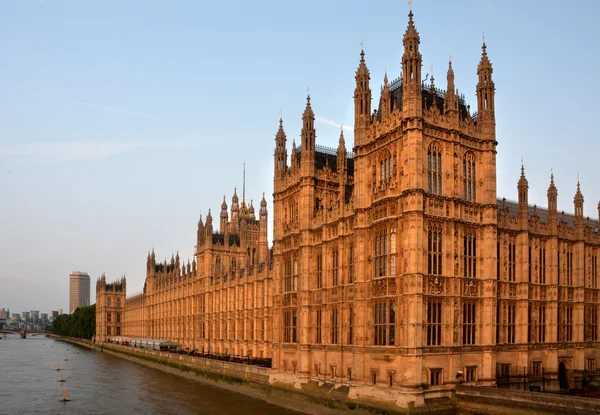 Casas do Parlamento da Ponte Westminster Terras da Manhã — Fotografia de Stock