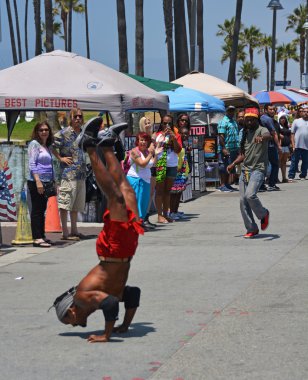 Acrobat on Venice Beach Entertains the weekend Visitors clipart