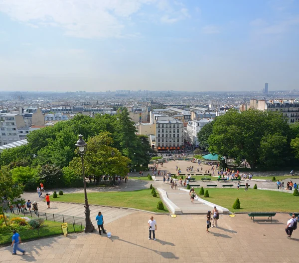 Paris vertikala panoramautsikt över paris från toppen av monmatre. — Stockfoto