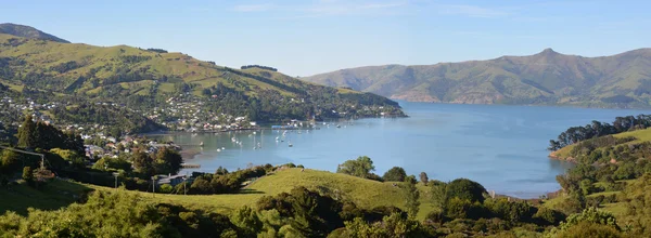 Akaroa Town Panorama, Nuova Zelanda — Foto Stock