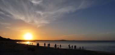 Noosa plaj gün batımında, queensland, Avustralya