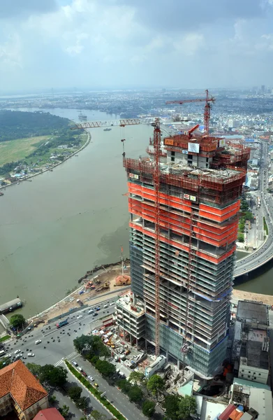 Aerial view of the commercial building boom in central Saigon. — Stock Photo, Image