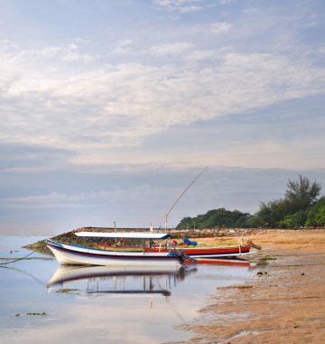 Deniz şafak sanur beach Bali, Endonezya.
