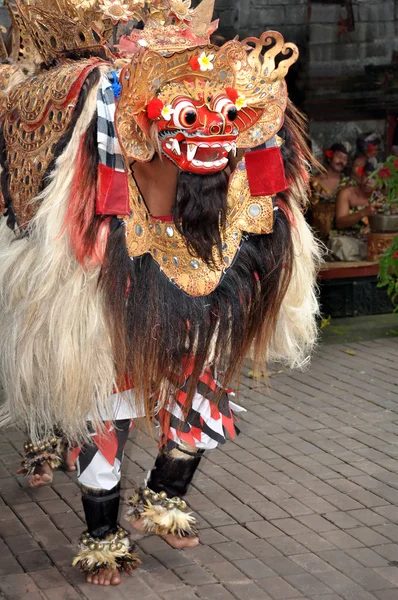 Barong Lion Character Dances On Stage, Bali Indonesia — Stock Photo, Image