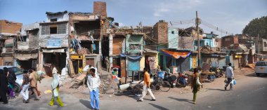 eski delhi panorama, Hindistan gecekondu 