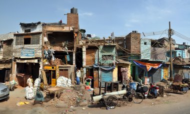 eski delhi panorama, Hindistan gecekondu