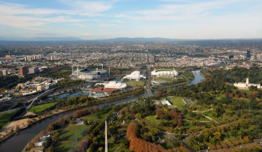 melbourne Doğu banliyöleri mcg dahil olmak üzere havadan görünümü.