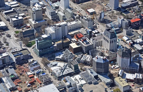 Veduta aerea da vicino delle demolizioni del terremoto di Christchurch City — Foto Stock