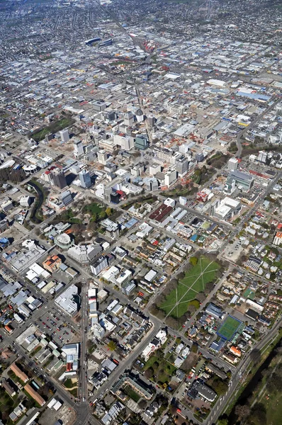 Christchurch şehir & Doğu tarafında deprem demoliti havadan görünümü — Stok fotoğraf