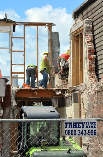 Aardbeving in Christchurch - werknemers in de bouw — Stockfoto