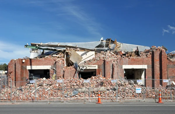 Terremoto di Christchurch - Fabbrica di mattoni distrutta — Foto Stock