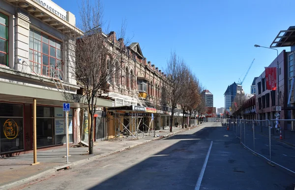 Aardbeving in Christchurch - high street verlaten — Stockfoto