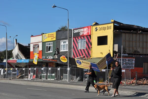 Tiendas Linwood destruidas en terremoto — Foto de Stock