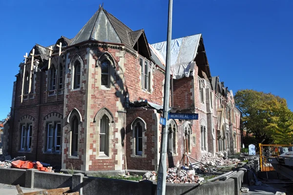 Christchurch Erdbeben - alte Mädchen High School Gebäude — Stockfoto