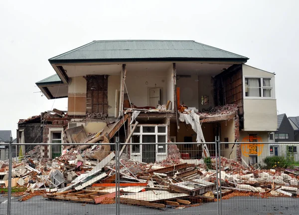 Trzęsienie Ziemi Dom Zniszczony Christchurch Nowa Zelandia — Zdjęcie stockowe