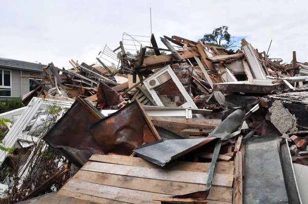 Aardbeving Overblijfselen Van Gebouw Christchurch Nieuw Zeeland — Stockfoto