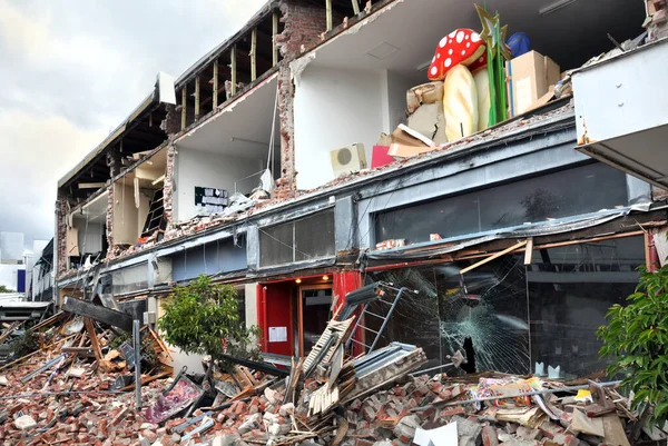 Earthquake Retail Shops Destroyed Christchurch New Zealand — Stock Photo, Image