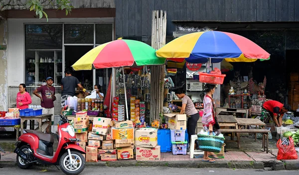 Bali Indonesia September 2022 People Setting Produce Street Stall Ubud — Stock Photo, Image
