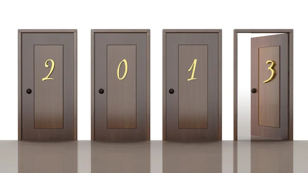 3d doors with new year 2013 numbers — Stock Photo, Image