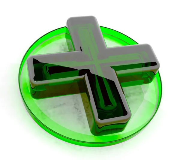 Зеленый крест в аптеке — стоковое фото