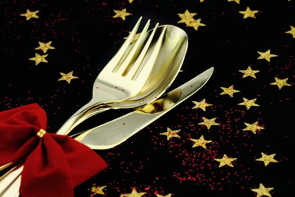Christmas cutlery — Stock Photo, Image