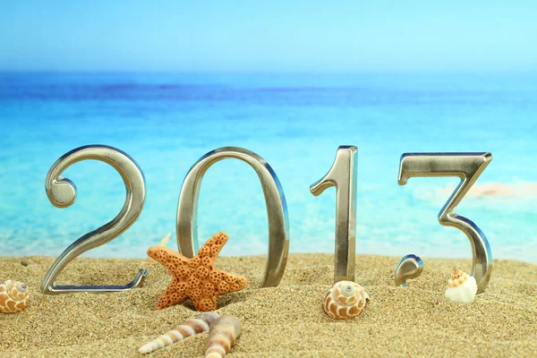 Nuevo año 2013 en la playa — Foto de Stock