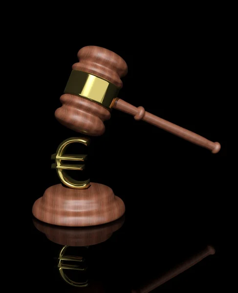 3d Judge's Gavel with euro design — Stock Photo, Image