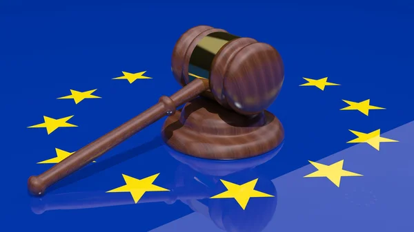 Gavel sulla bandiera di Europe — Foto Stock