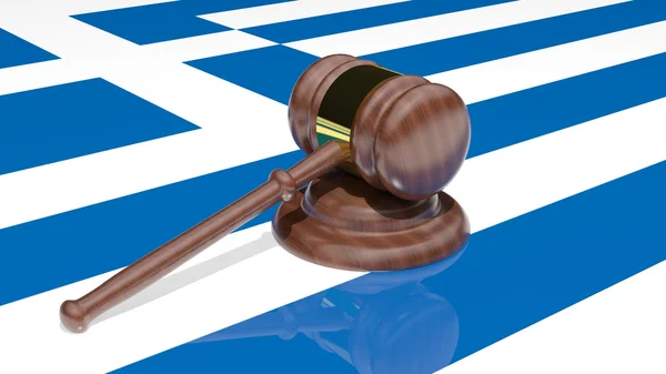 Gavel sur le drapeau de la Grèce — Photo