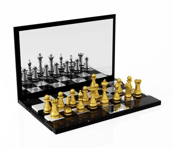 Сыграйте в шахматы онлайн — стоковое фото