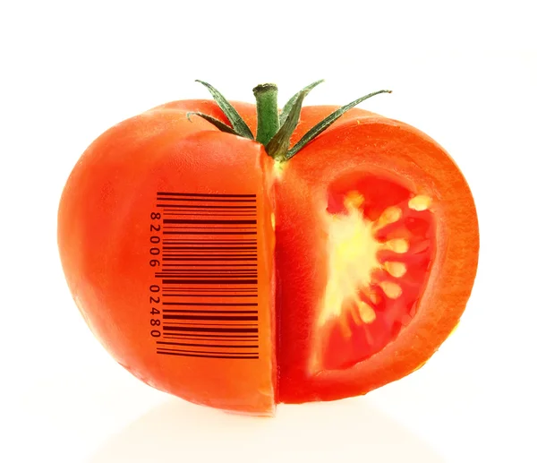 Tomato coded to represent product identification — Stock Photo, Image