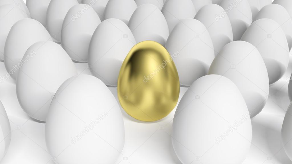 Gold egg among white eggs