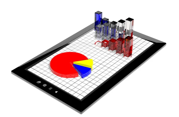 비즈니스 그래프와 태블릿에 원형 차트 — 스톡 사진