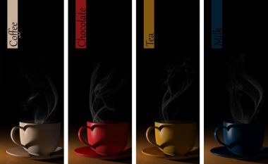 Set of colorful cups banners clipart