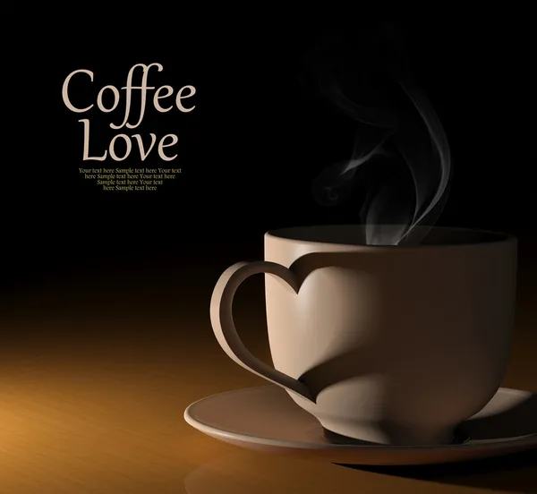 Amore per il caffè. Tazza calda di caffè su sfondo nero — Foto Stock