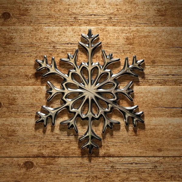 Fiocco di neve di Natale su sfondo di legno — Foto Stock