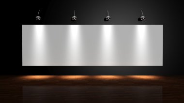 Galeri duvardaki beyaz canvas