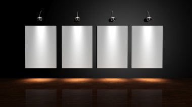 Galeri duvardaki beyaz canvas