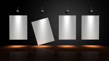 Galeri duvardaki beyaz canvas