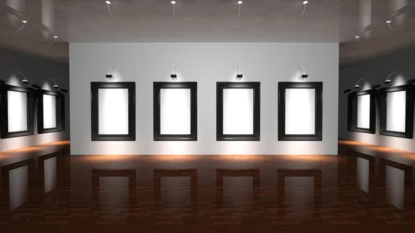 Galeri duvardaki beyaz canvas — Stok fotoğraf