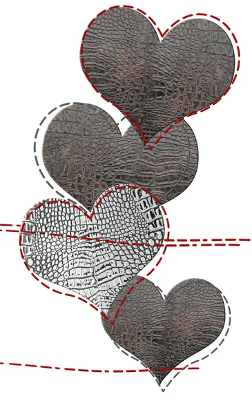 Karty miłości serc skóry — Zdjęcie stockowe
